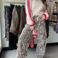 Leopard Accent Wide Leg Pants