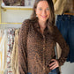 Animal Print Snap Front Knit Top