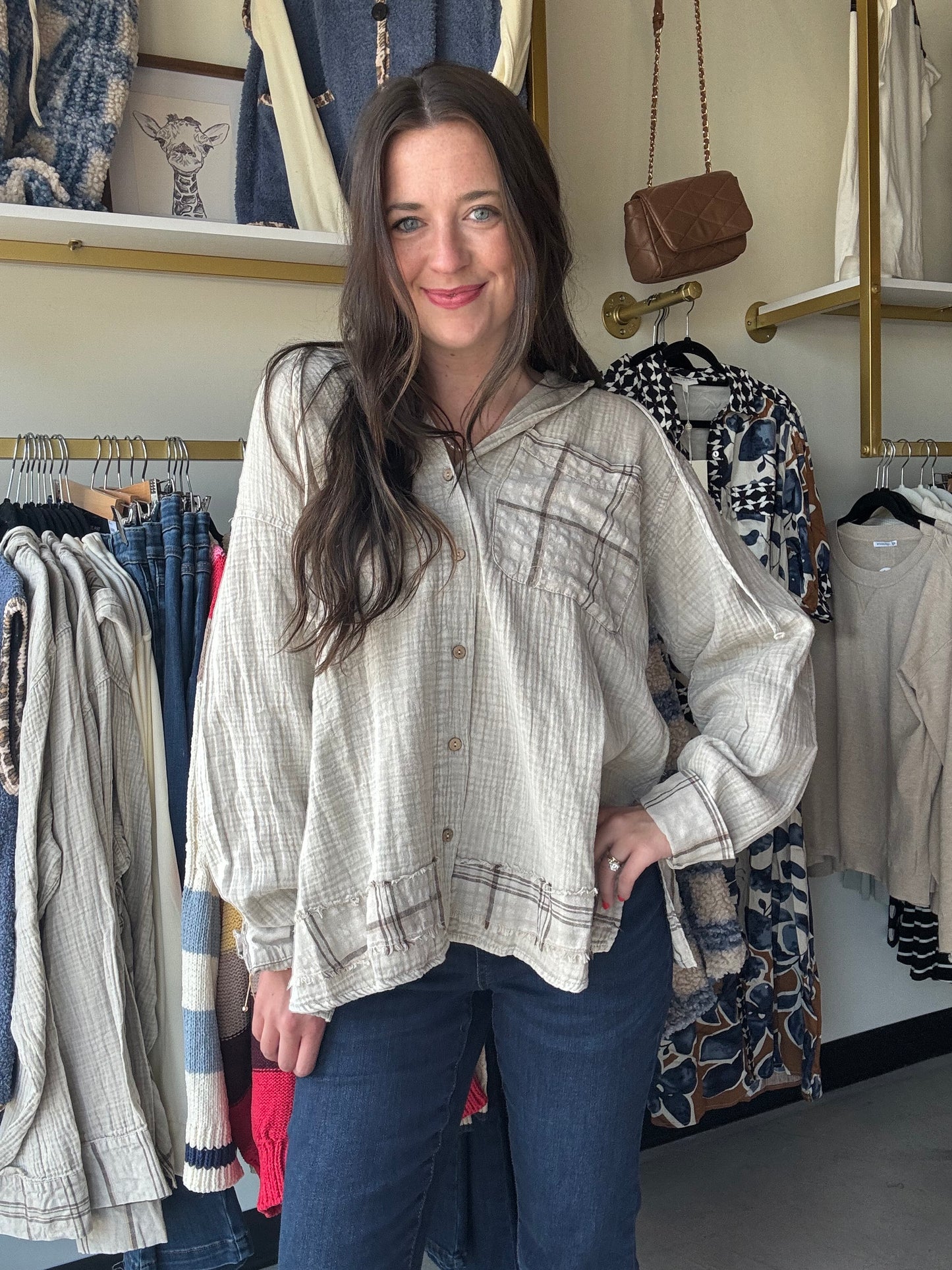 Plaid Washed Cotton Hoodie