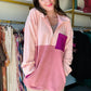 Pink Block Quarter Zip Pullover