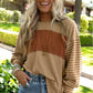 Casual Striped Tan and Brown Long Sleeve