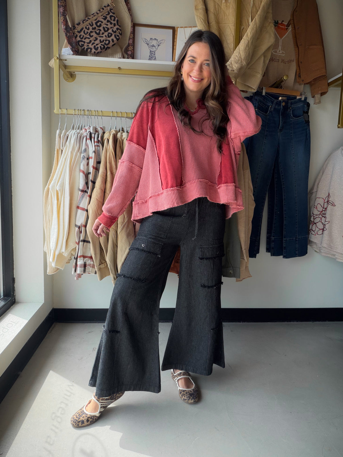 The Black Fringe Wide Leg Pants by Given Kale bring movement and personality to a timeless black silhouette. The dramatic wide leg creates an effortlessly elevated look, while fringe detailing adds a playful finish that stands out with every step.

Style them with a fitted top and heels for a night out, or pair them with a simple sweater and boots for a bold boutique look. These are the pants to reach for when basic black just will not do.

Details

Classic black color
Statement fringe detailing
Wide-leg si