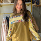 Texture meets color in the best way. The&nbsp;Jacquard Stripe Pullover in Golden Kiwi by Easel is a mineral-washed terry pullover with mixed fabric patchwork and colorblock design that makes it feel like wearable art. Warm golden kiwi tones, a relaxed oversized silhouette, and dropped shoulders give this pullover that effortlessly cool, lived-in energy you’ll reach for all season long.

Why You'll Love It

Mixed fabric patchwork &amp; colorblock design — unique, textured, and eye-catching
Mineral washed ter
