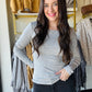 Yelete&nbsp;

Cozy meets cute in this Heather Grey Viscose Long Sleeve tee. Its soft, breathable fabric keeps you comfy all day, while the classic crew neckline adds just the right touch of charm. The fitted silhouette hugs your shape for a flattering look, and those long sleeves are perfect for chillier days or layering fun.&nbsp;