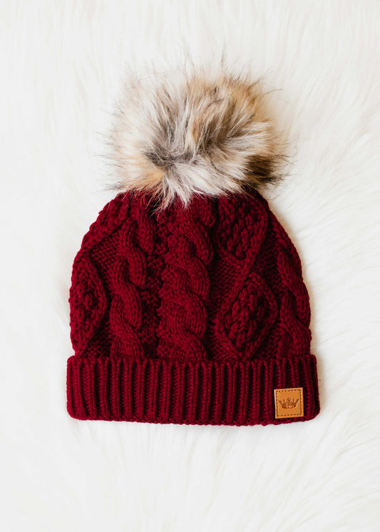 Burgundy Pom Hat