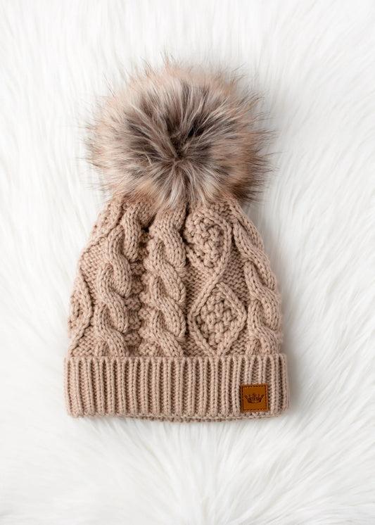 Taupe Pom Hat