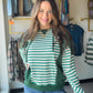 Layer up in style. The Hunter Quilted Stripe Sweatshirt by Staccato combines a cozy quilted knit texture with bold color-blocked stripes for a look that's anything but basic. The drawstring neck and long sleeve silhouette make it an easy grab for cooler days when you want comfort without sacrificing style.

Drawstring neck with long sleeves
Quilted knit, color-blocked stripe design
Relaxed hoodie sweatshirt fit
54% Polyester, 40% Cotton, 6% Rayon
Available in S, M, L, XL