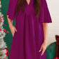 Notched Neck Wide Sleeve Dress- Plus