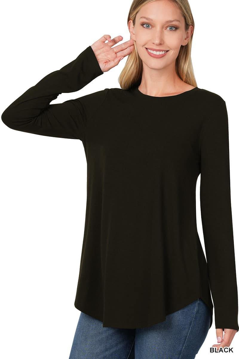 Black Scoop Neck Long Sleeve