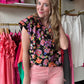 Bright Floral Button Blouse