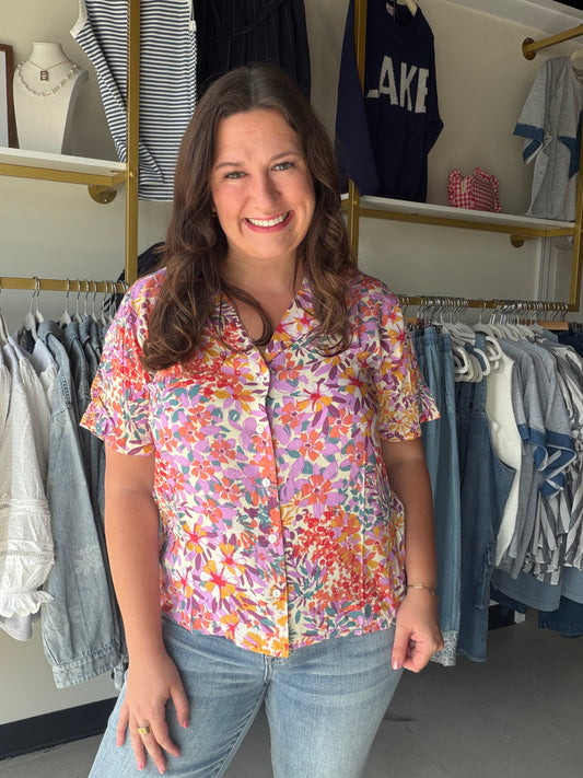 Colorful Daisy Button Up