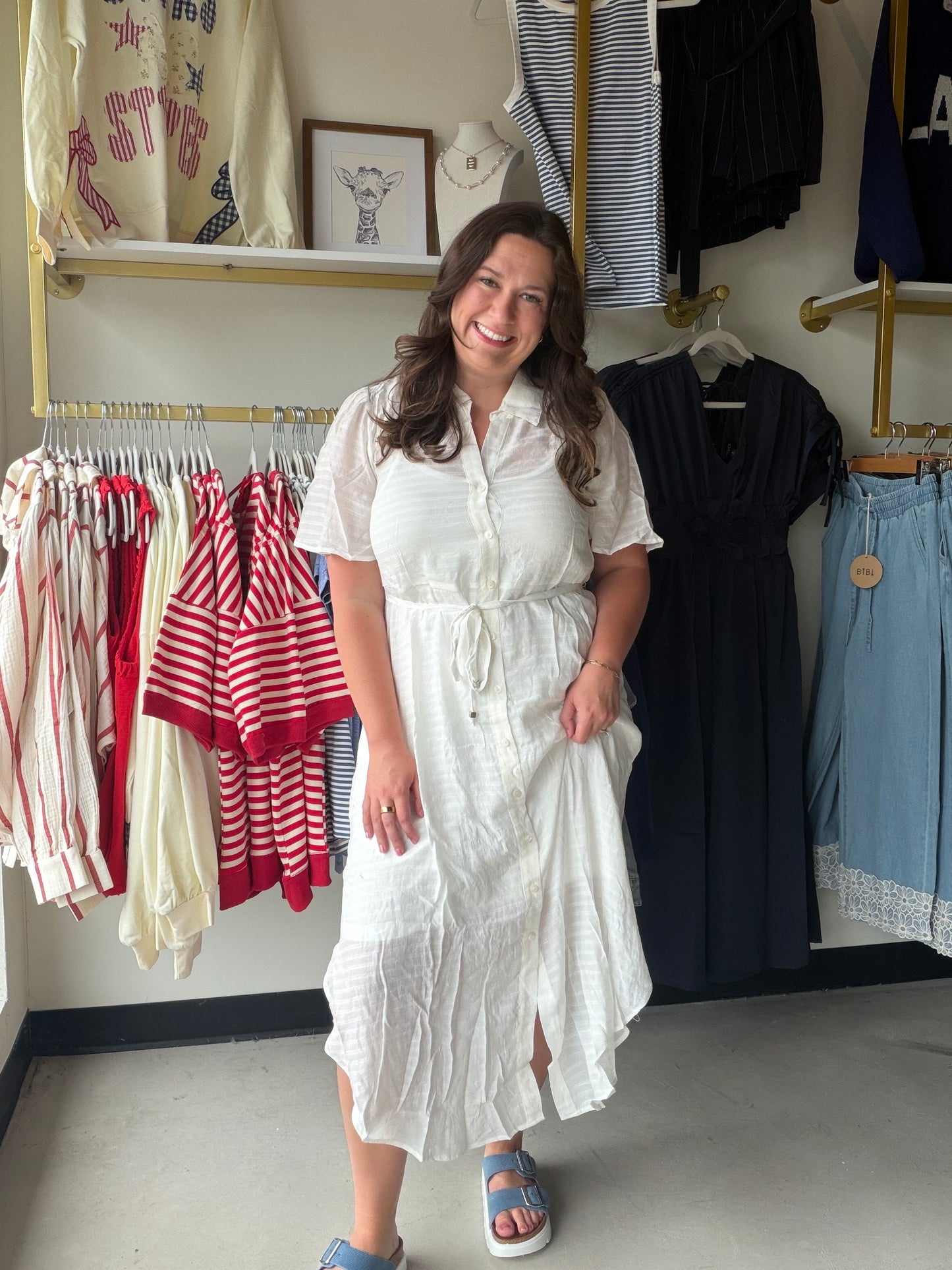 White Tie Waist Dress