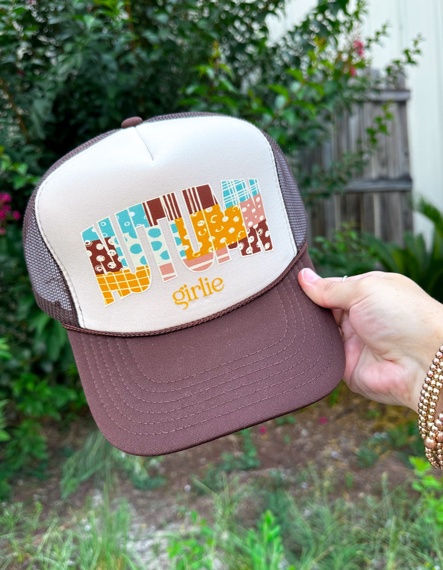 Autumn Girlies Tan/Brown Trucker Hat