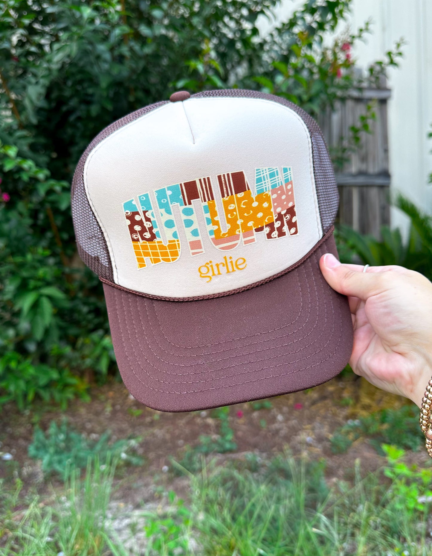 Autumn Girlies Tan/Brown Trucker Hat
