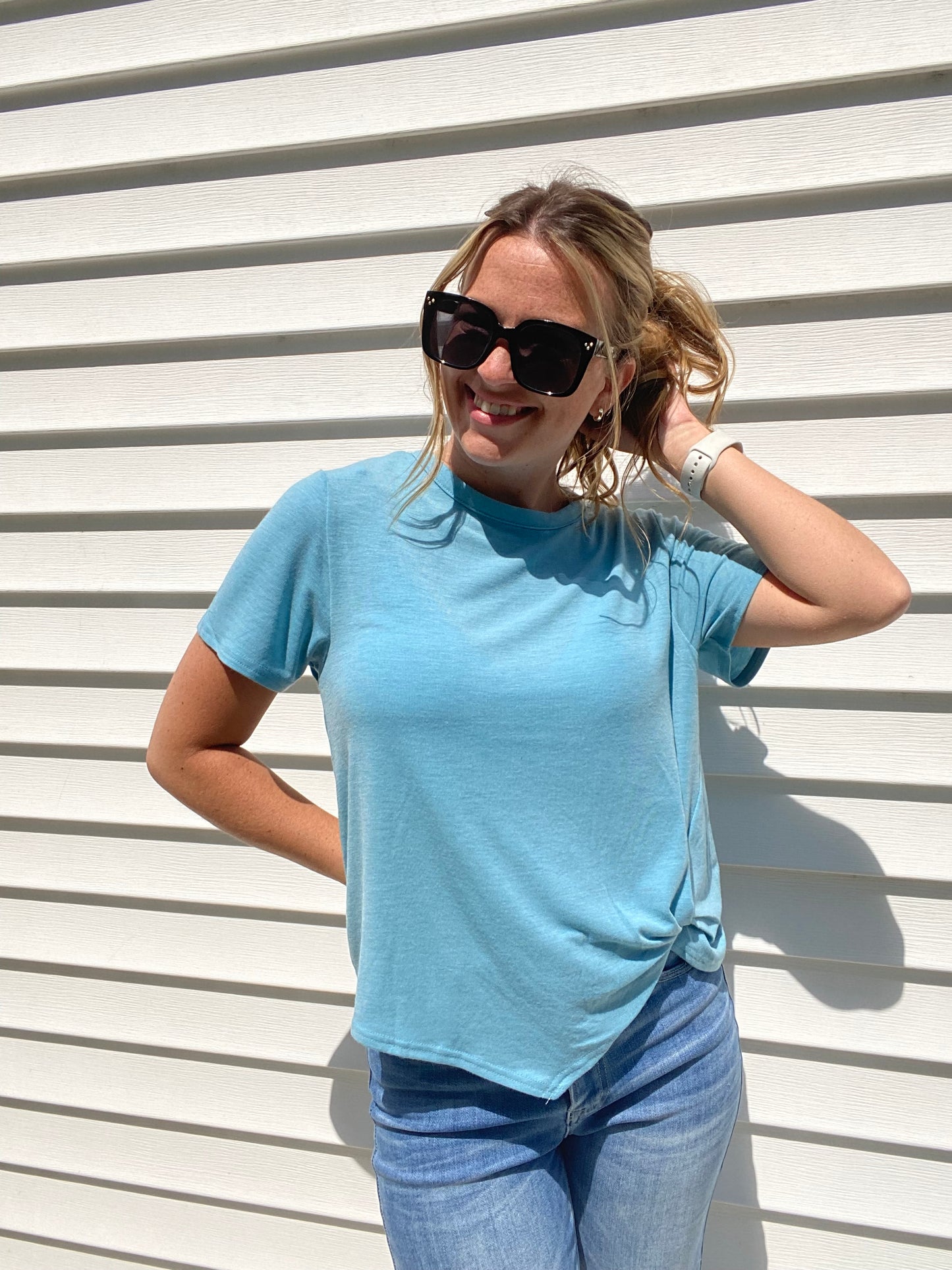 Blue Twist Front Tee