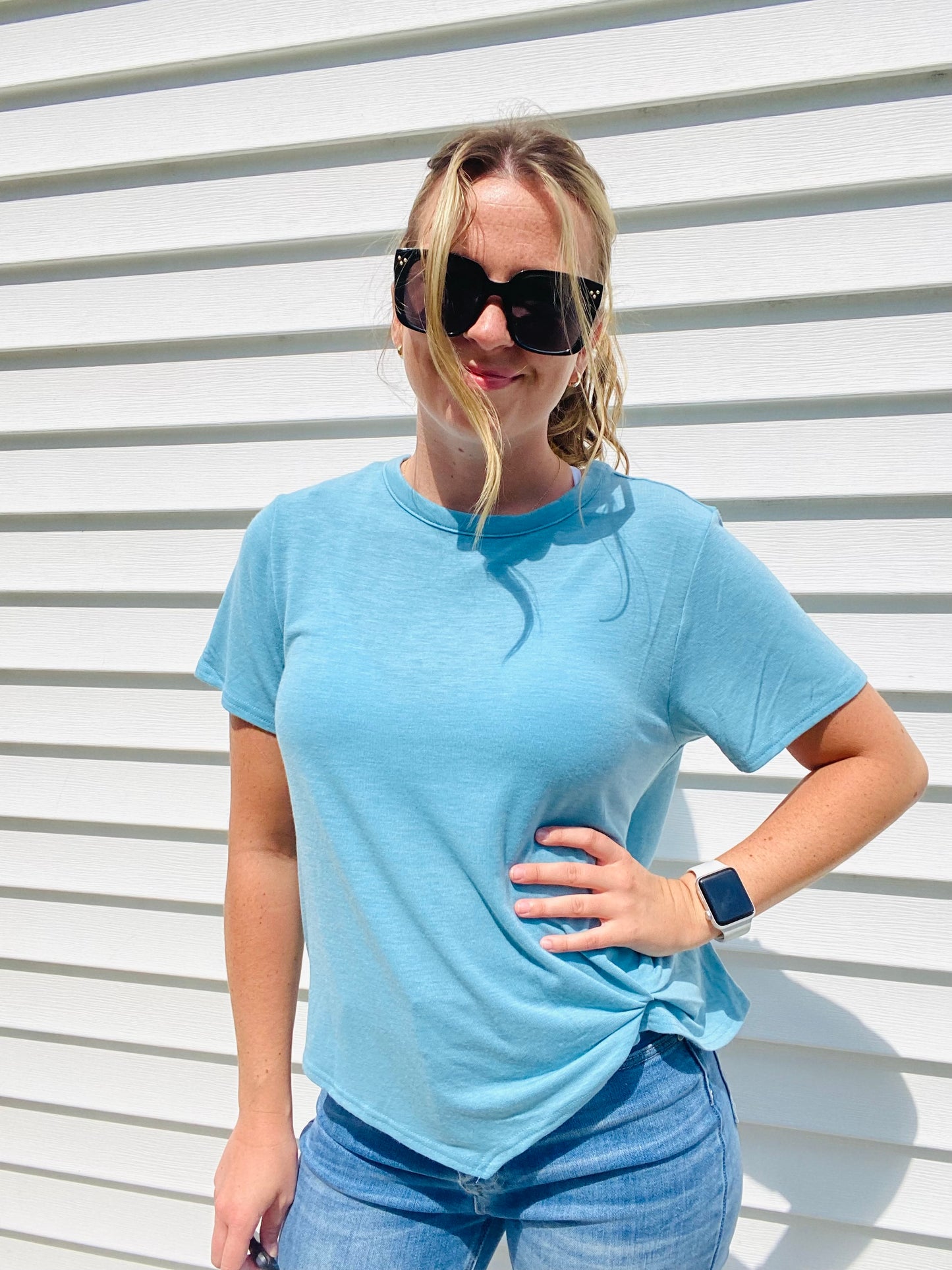 Blue Twist Front Tee