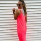 Neon Coral Pink Cami Maxi Dress