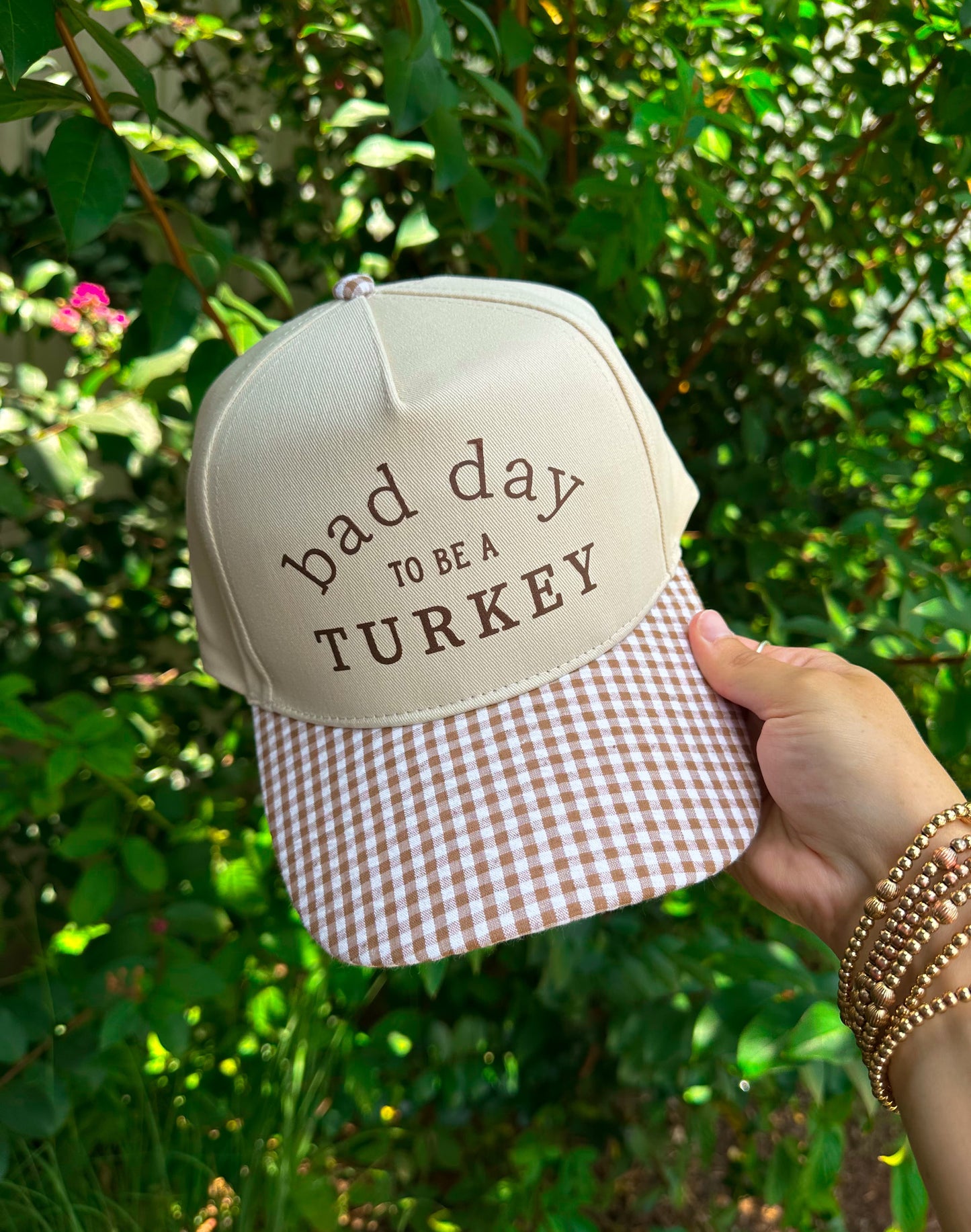 Bad Day To Be A Turkey Khaki/Tan Checkered Trucker Hat