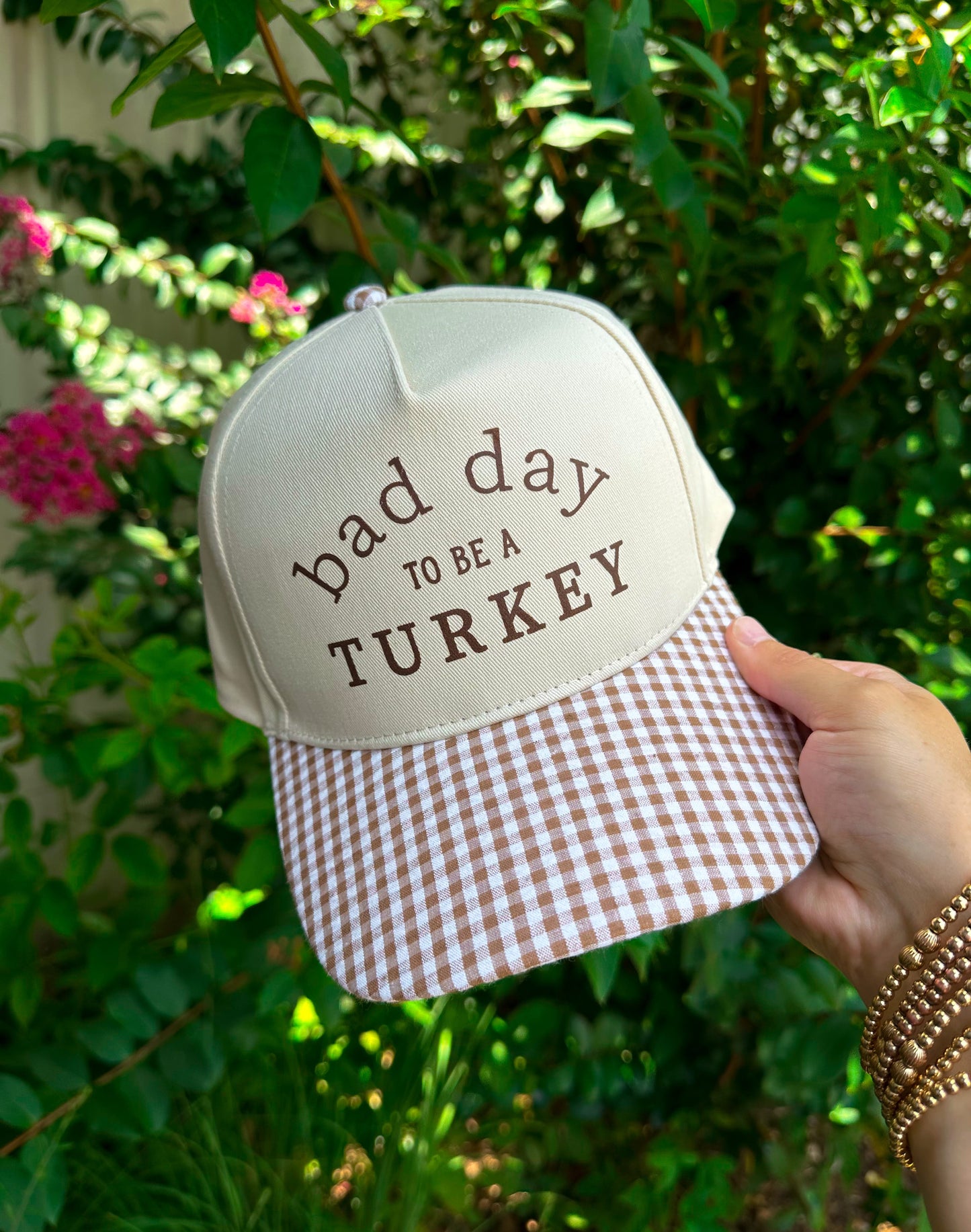 Bad Day To Be A Turkey Khaki/Tan Checkered Trucker Hat