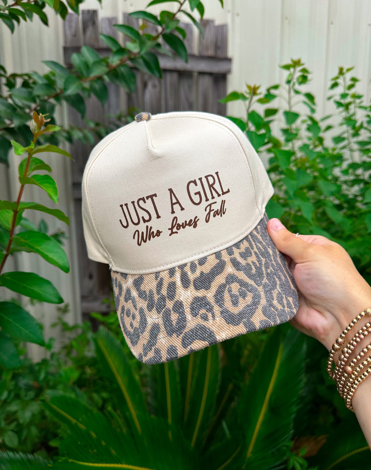 Just A Girl Who Loves Fall Washed Leopard Canvas Trucker