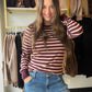 Maroon Stripe Stacey Top
