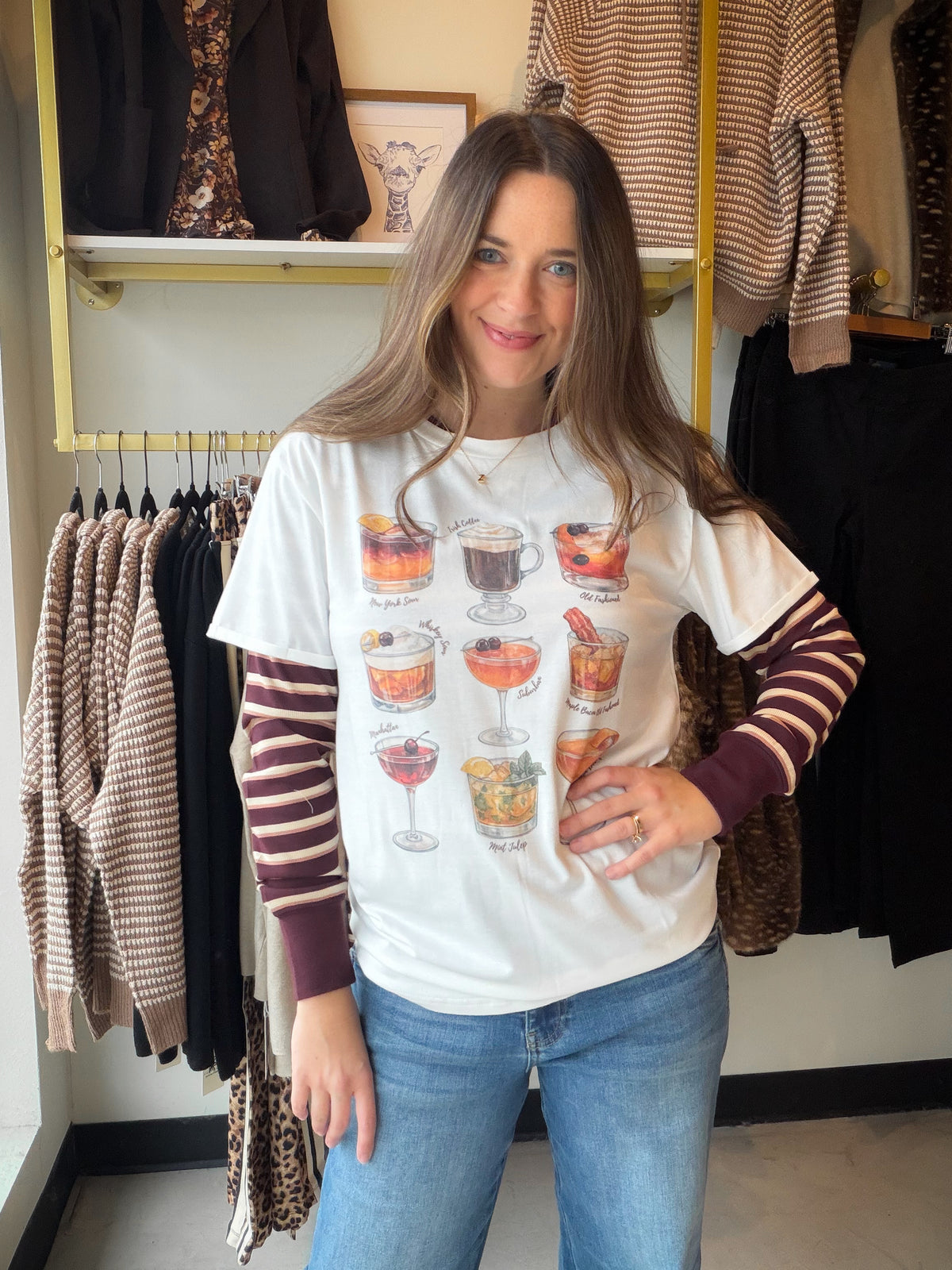 Maroon Stripe Stacey Top