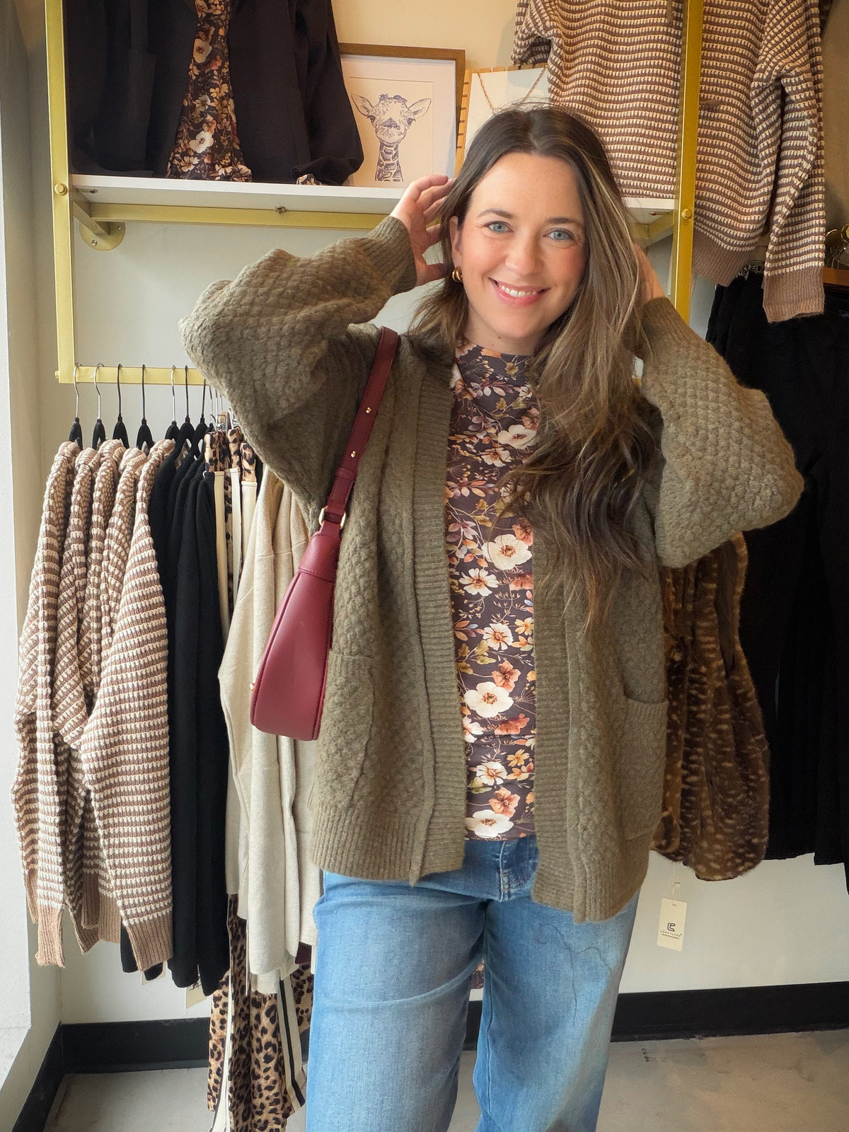 Olive Honeycomb Textured Cardigan