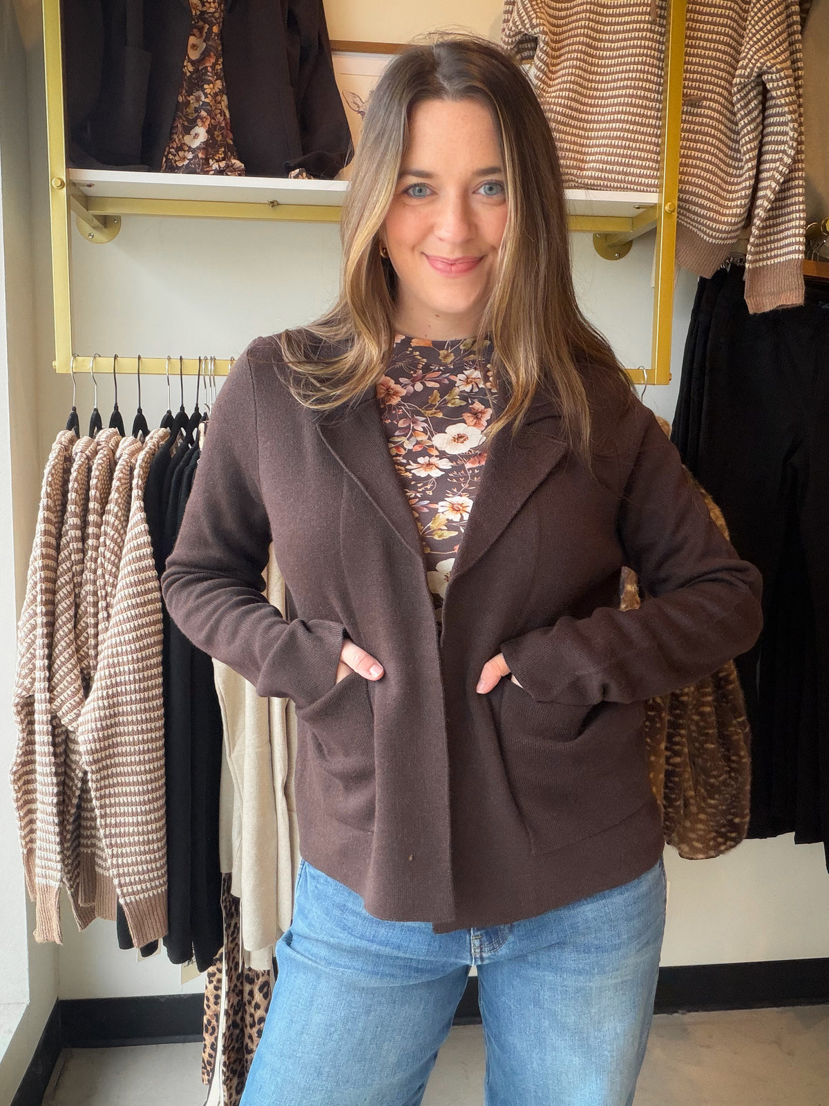 Espresso Naomi Sweater Blazer