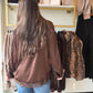 Dark Oak Lace Detail Blouse