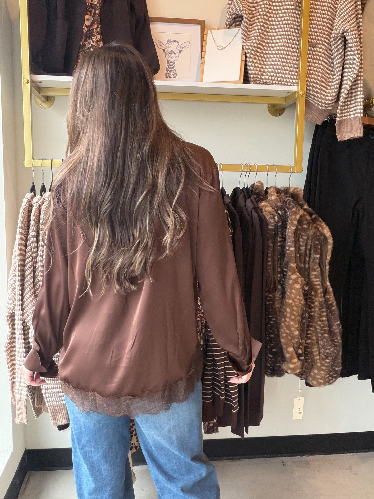 Dark Oak Lace Detail Blouse