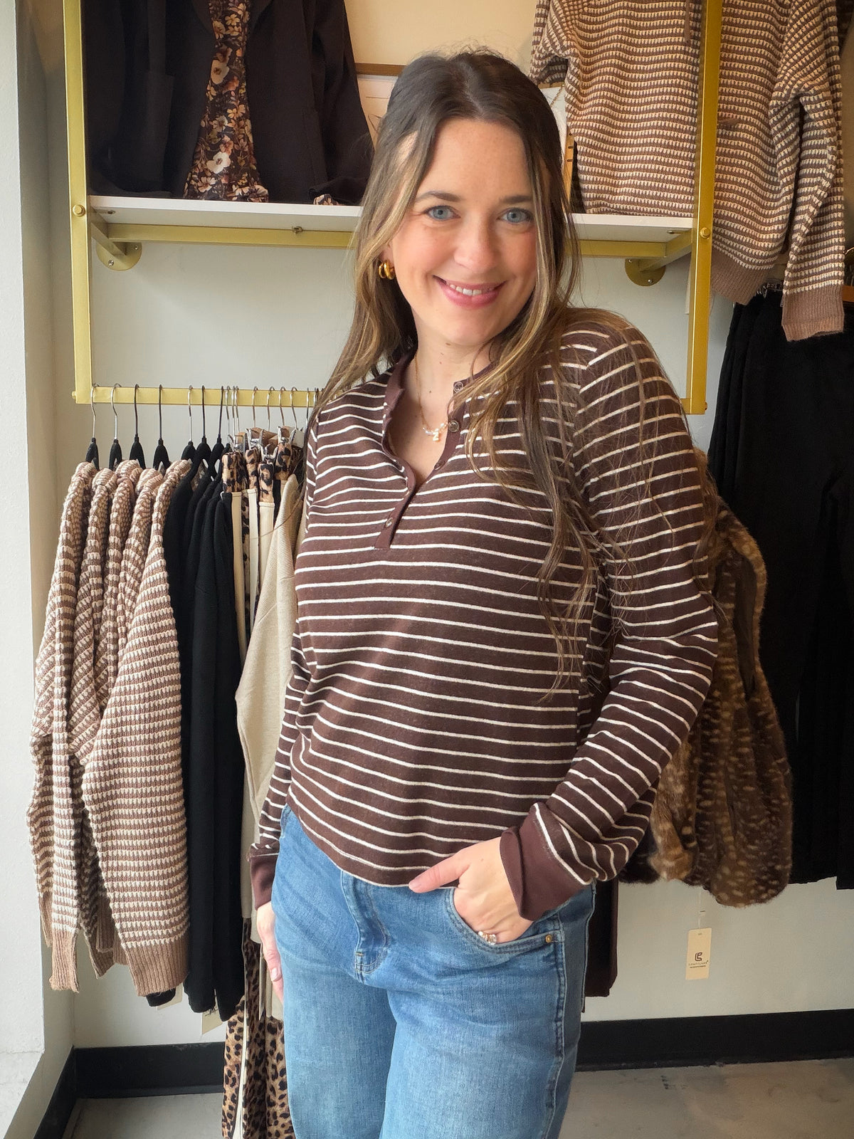 Brown Stripe Aeris Top