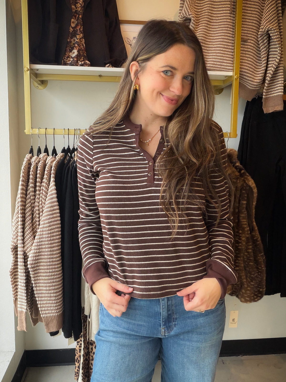 Brown Stripe Aeris Top