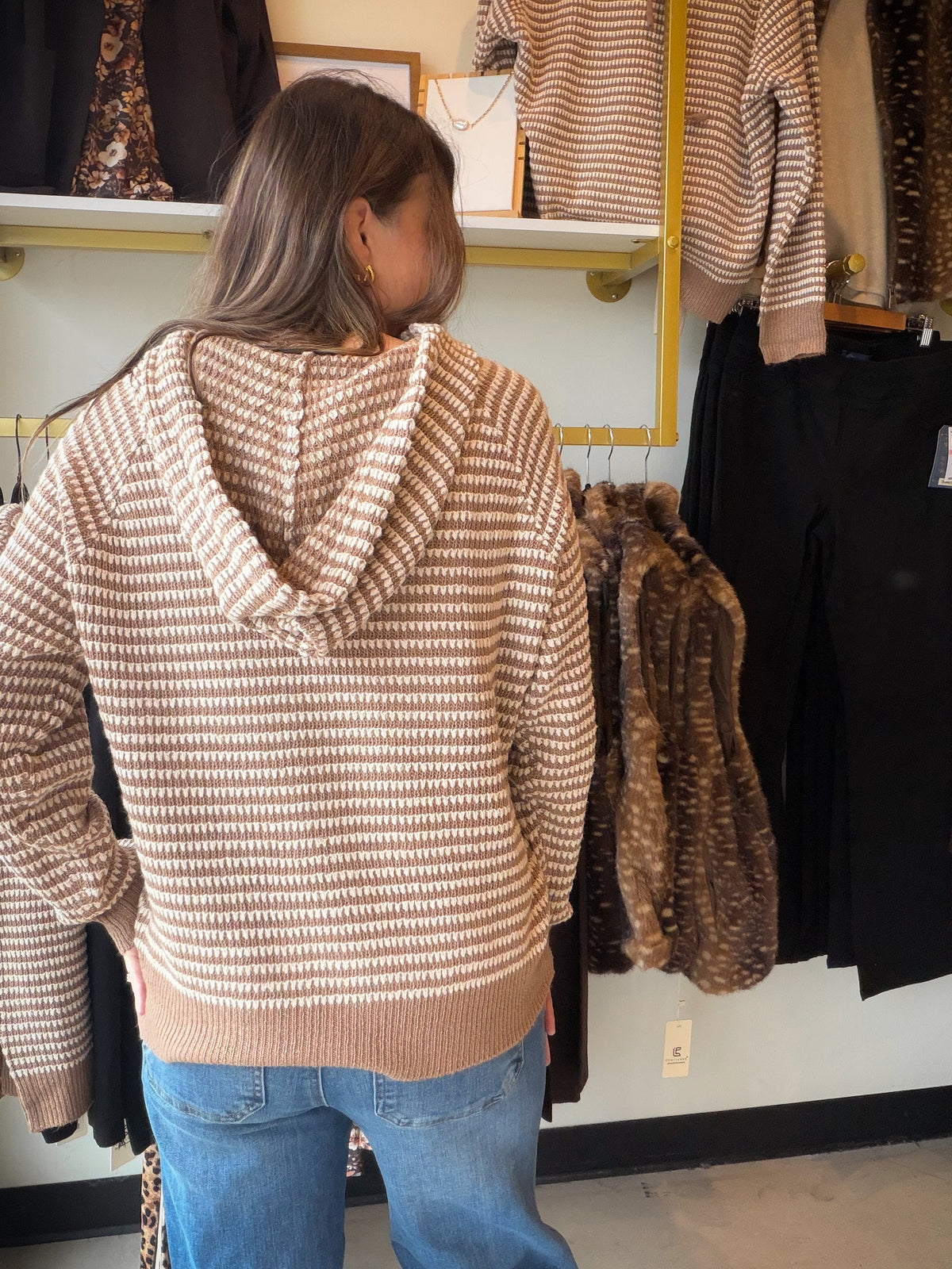 Mocha Waffle Drawstring Hoodie