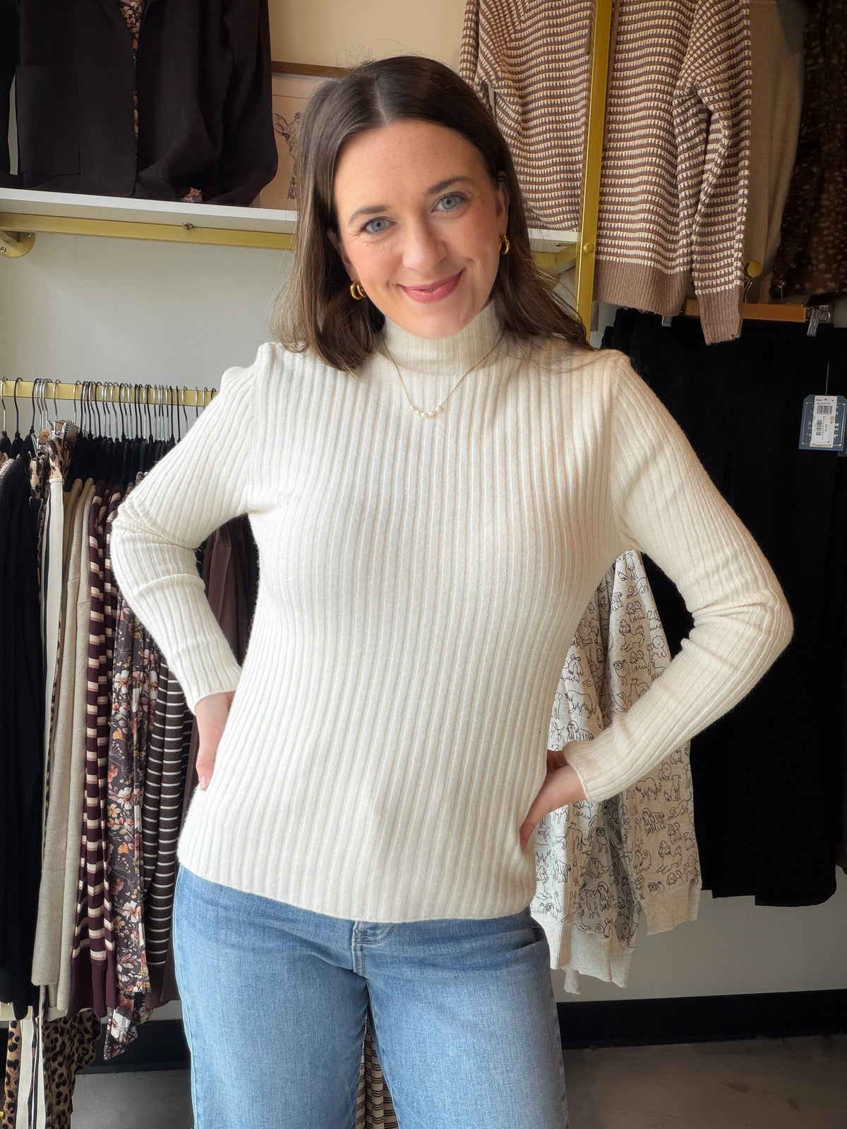 Ivory Ribbed Turtleneck