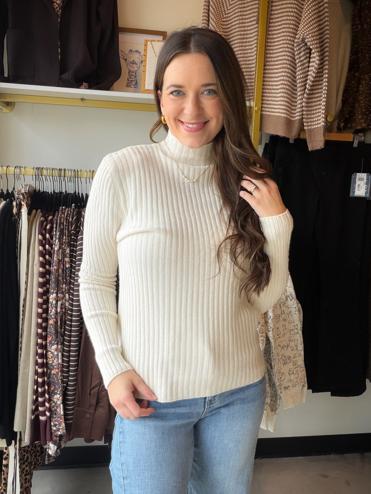 Ivory Ribbed Turtleneck