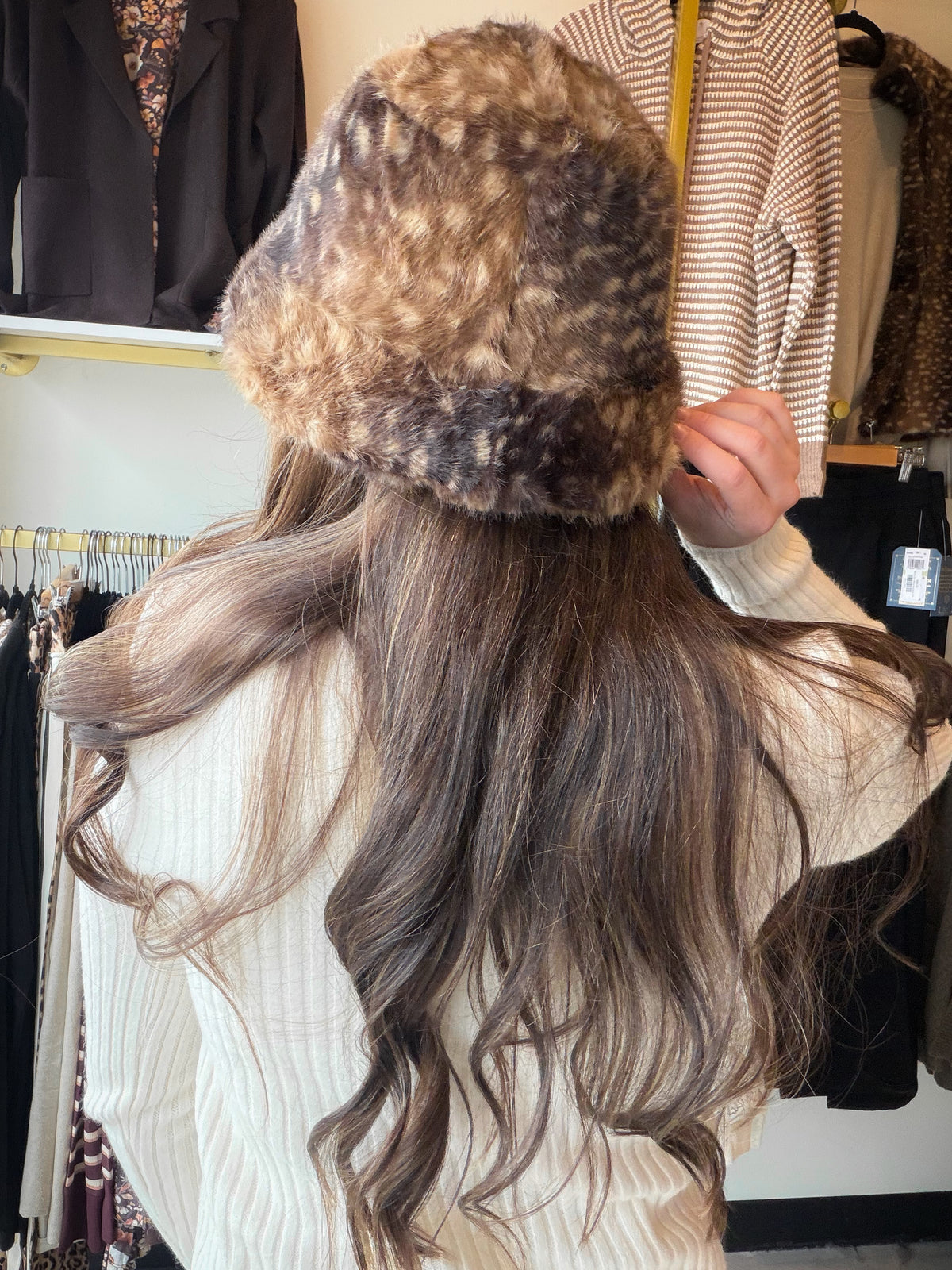 Doe Print Faux Fur Hat