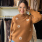 Mocha Flower Embroidered Sweater