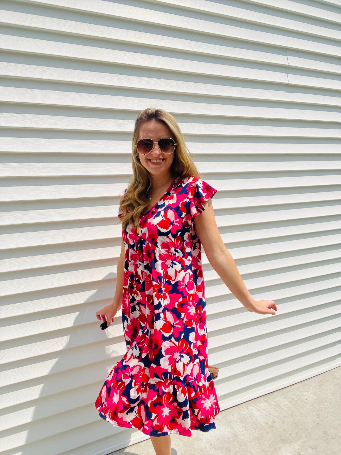 Fuschia Ruffle Frill Dress