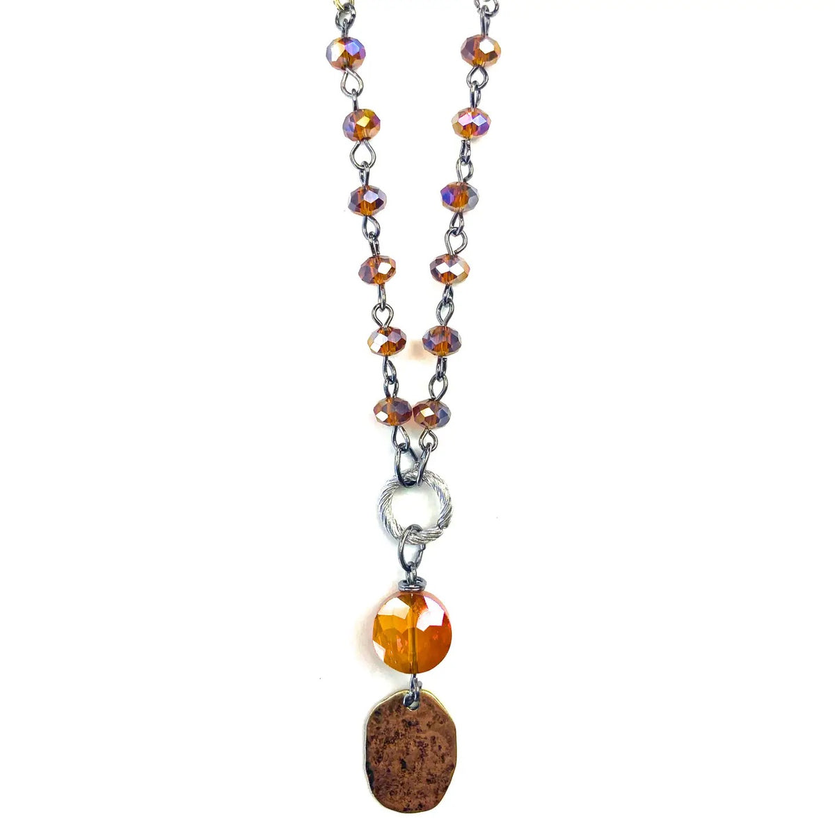 Brown Coin Drop Pendant Necklace