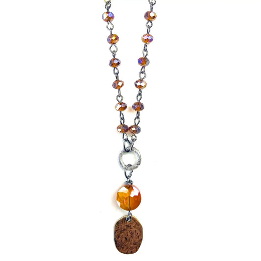 Brown Coin Drop Pendant Necklace
