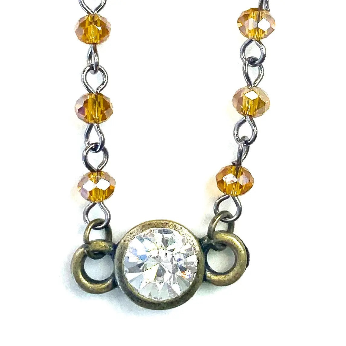 Crystal Center Brown Bead Necklace