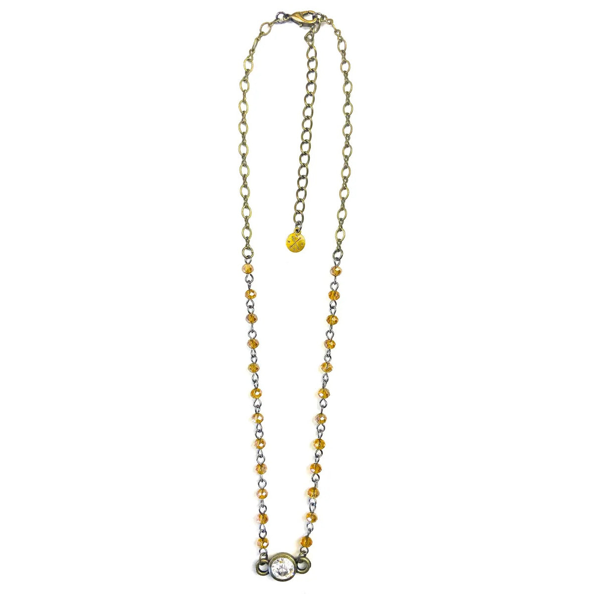 Crystal Center Brown Bead Necklace