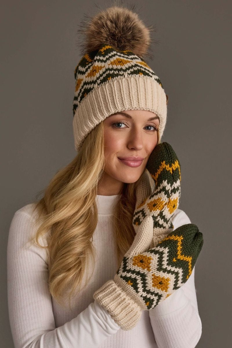 Green & Gold Geometric Mittens