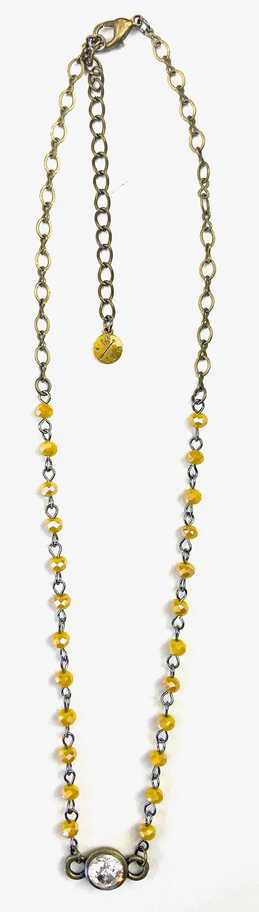 Crystal Center Yellow Bead Necklace