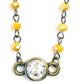 Crystal Center Yellow Bead Necklace