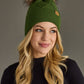 Green Weave Pattern Pom Hat
