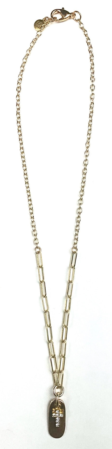 Cross Charm Tag Chain Necklace