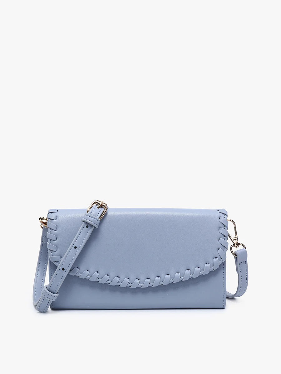 Kyle Whipstitch Crossbody/Wallet - Blue Grey