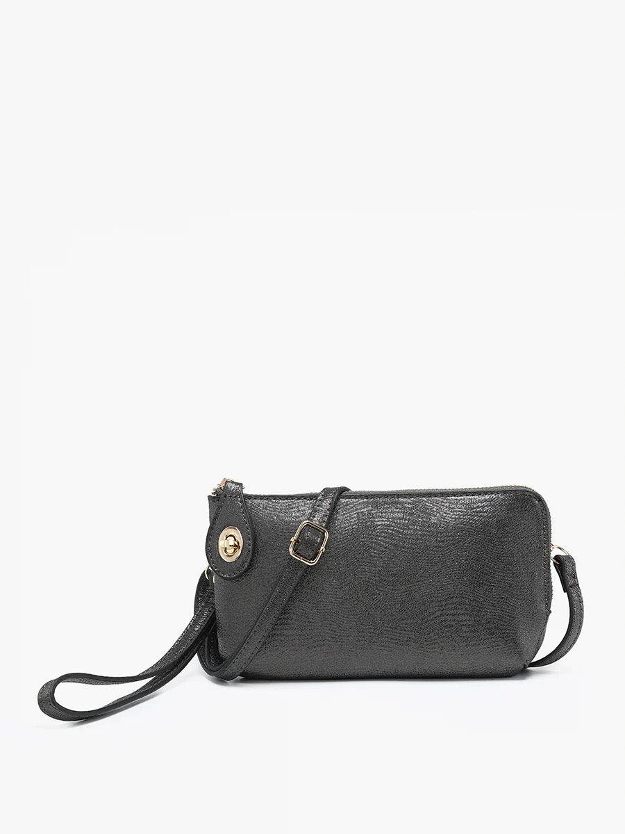 Kendall Crossbody Wristlet - Black Glitter