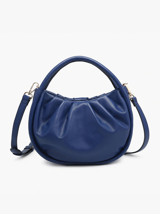 Audrey Mini Round Satchel w/ Crossbody Strap - Navy